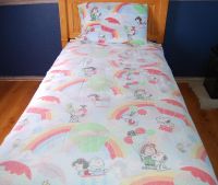 PEANUTS Rainbow 3pc TWIN Bed Fabric Sheet - VINTAGE 66